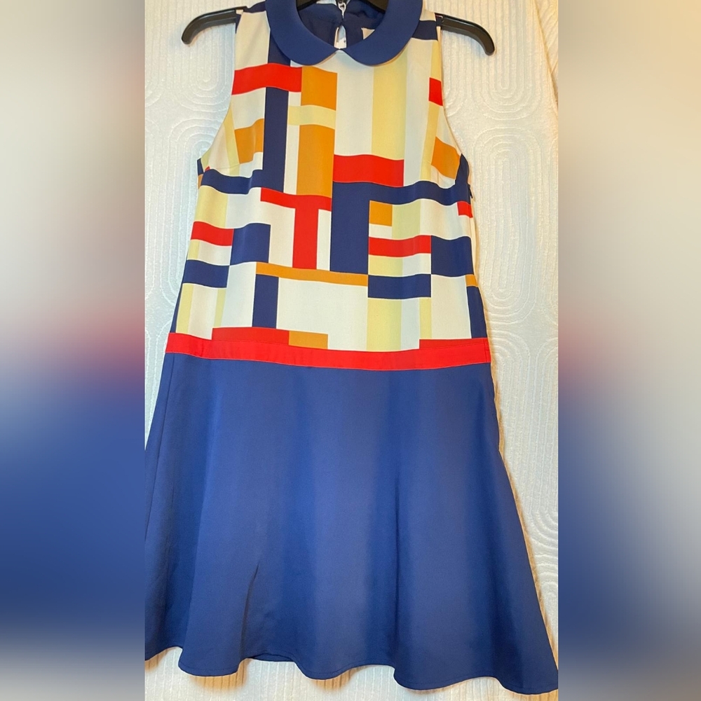 Modcloth Navy Blue Geometric Dress